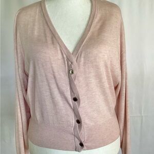 White House Black Market Blush Pink V-Neck Button Front Cardigan